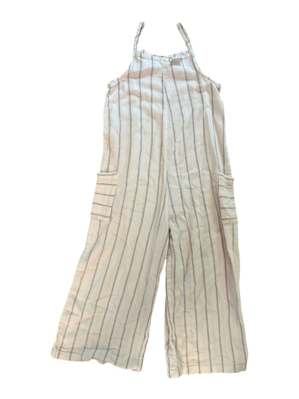Little Co. by Lauren Conrad Cream Striped Wide-Leg Jumpsuit with Pockets Girls 8
